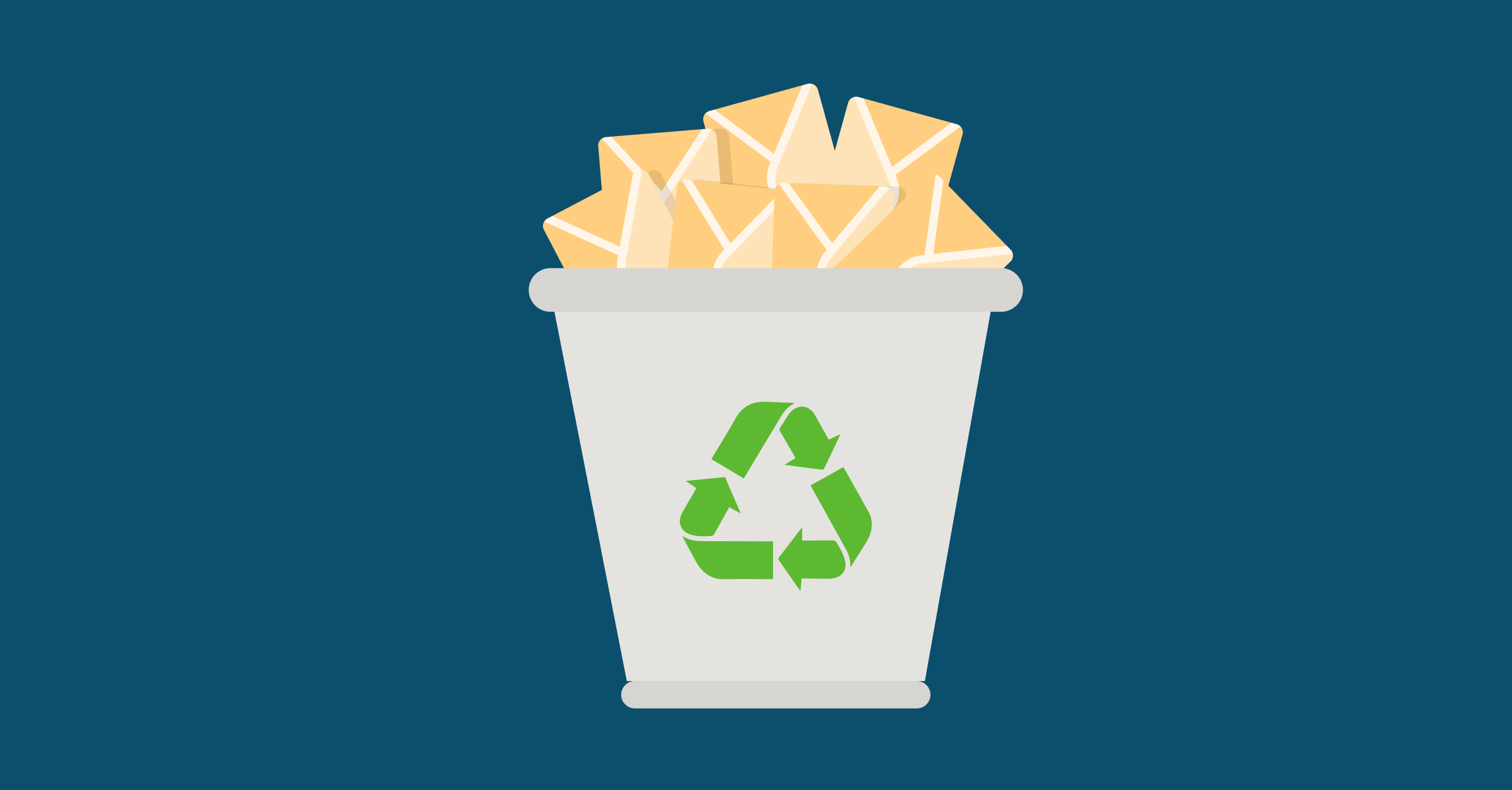 Recycling bin filled with email envelopes.