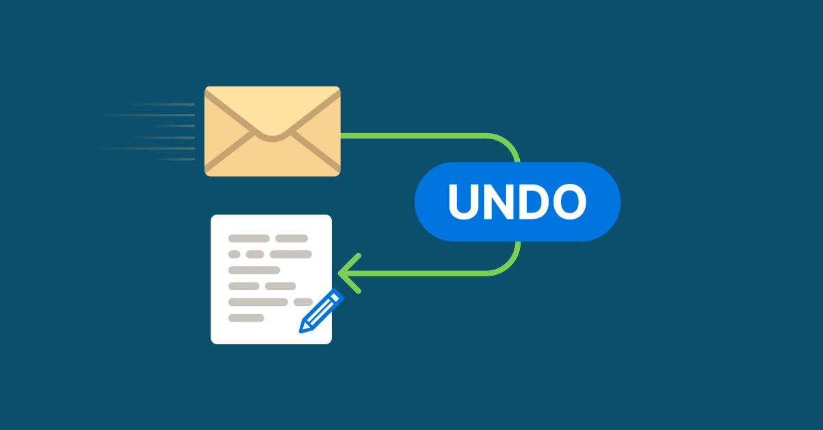 Undo arrow returning a sent email to an editable draft.