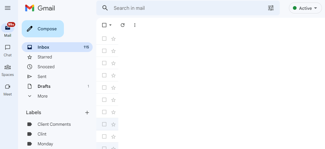 The Gmail inbox with its Compose button and navigation sidebar.
