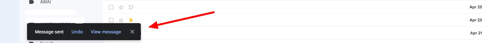 Gmail Message sent notification with Undo and View message options.
