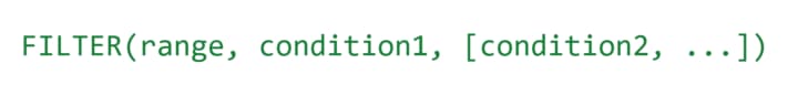 FILTER syntax: a range followed by one or more conditions.