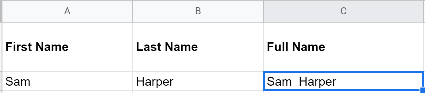 The Full Name cell displays Sam Harper.