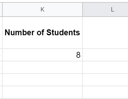 The Number of Students result is 8.