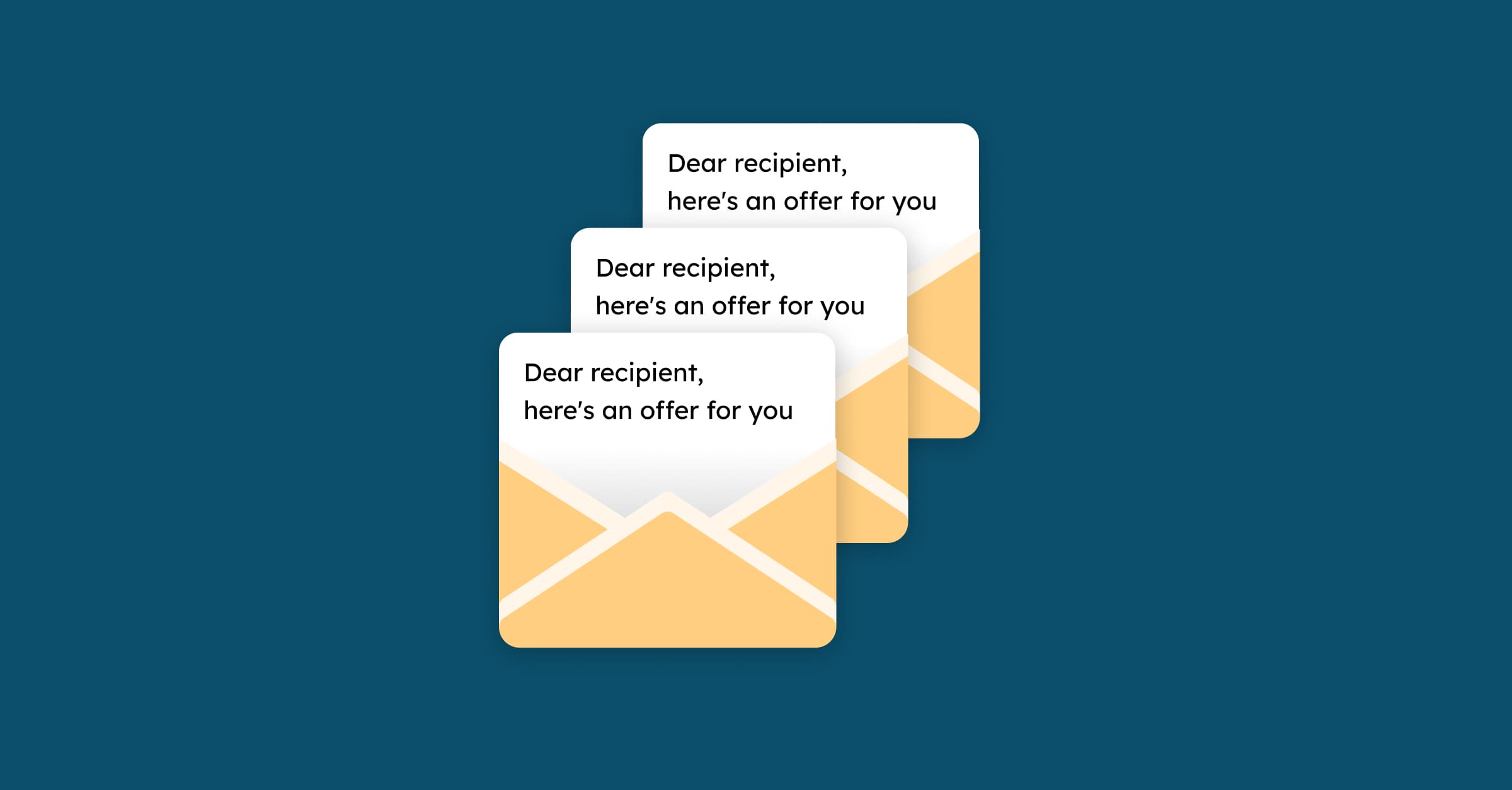Repeated promotional emails with the same greeting and offer.
