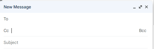 Gmail draft with the Cc recipient field expanded.