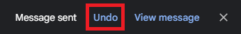 Gmail Message sent notification with Undo highlighted.