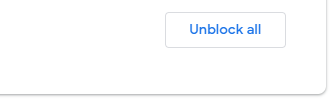Google account security panel showing an Unblock all button.