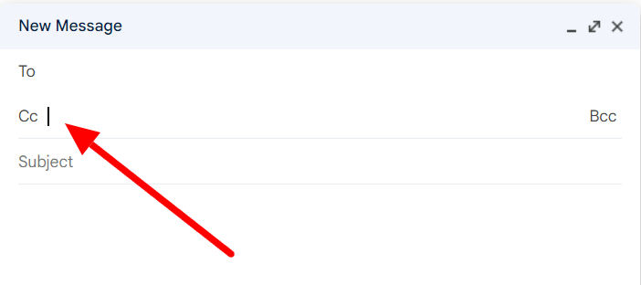 Gmail draft with the Cc recipient field indicated.
