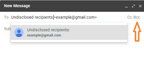 Gmail draft with Undisclosed recipients in the To field and Bcc indicated.