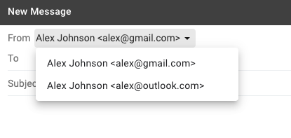 The selector in Gmail to choose which account you want to send your email from