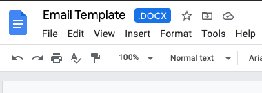 A .DOCX file open in Google Docs