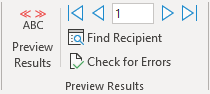 The preview results interface for Mail Merge