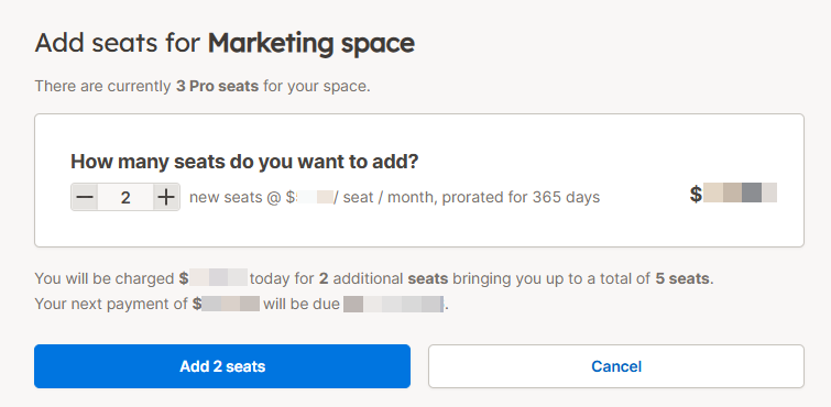 YAMM dashboard add seats choose