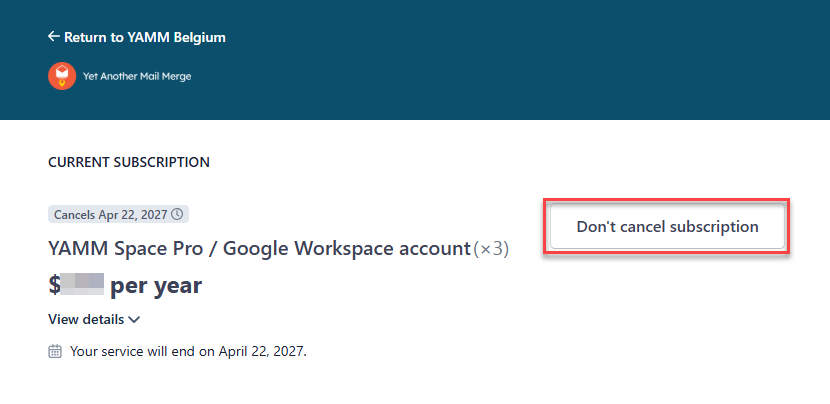 Renew subscription click renew plan