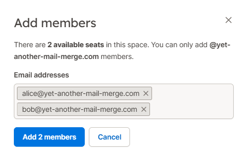 YAMM dashboard users add