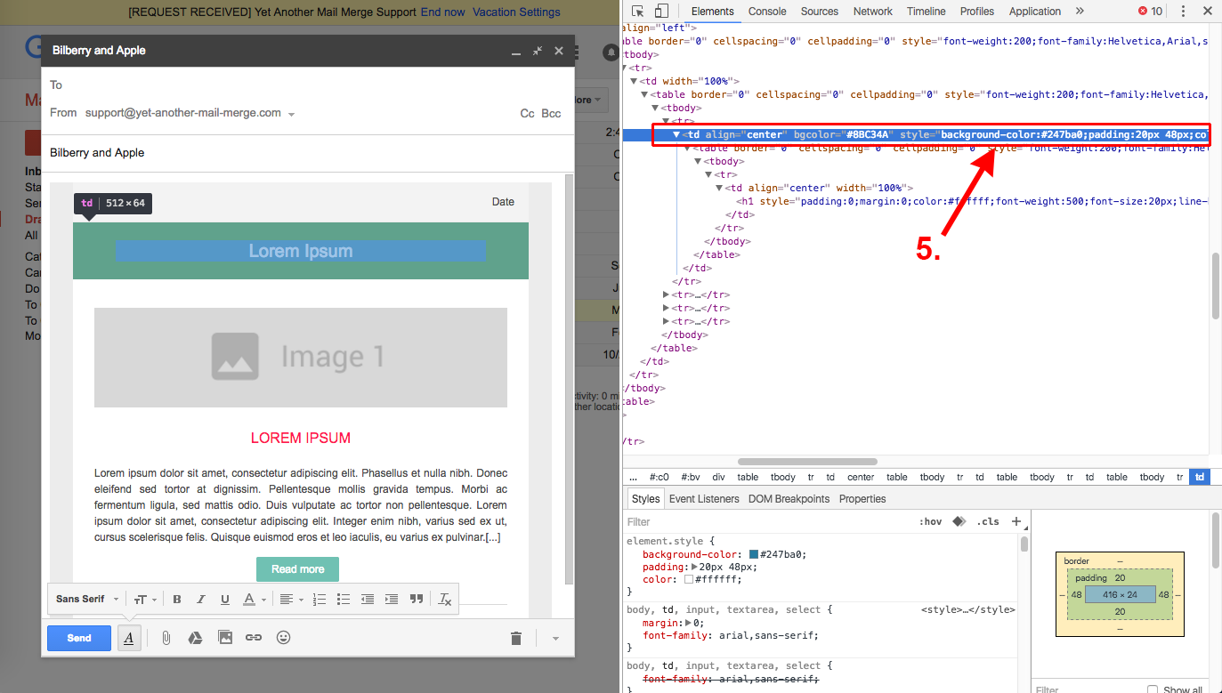 Line code HTML YAMM template