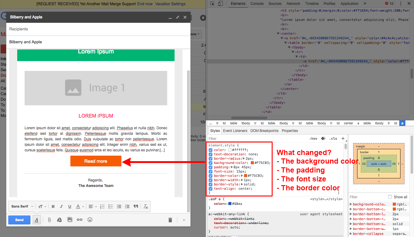 Element style after changing
