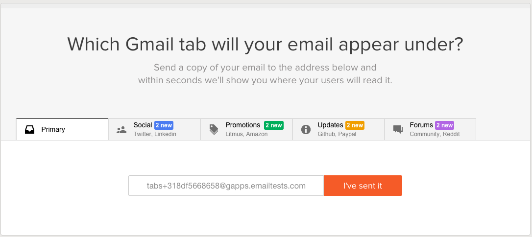 Test which Gmail tab