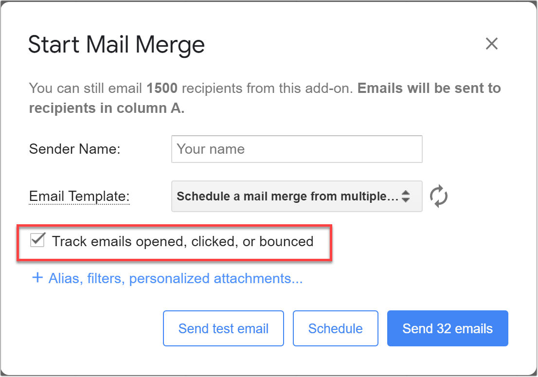 YAMM click tracking