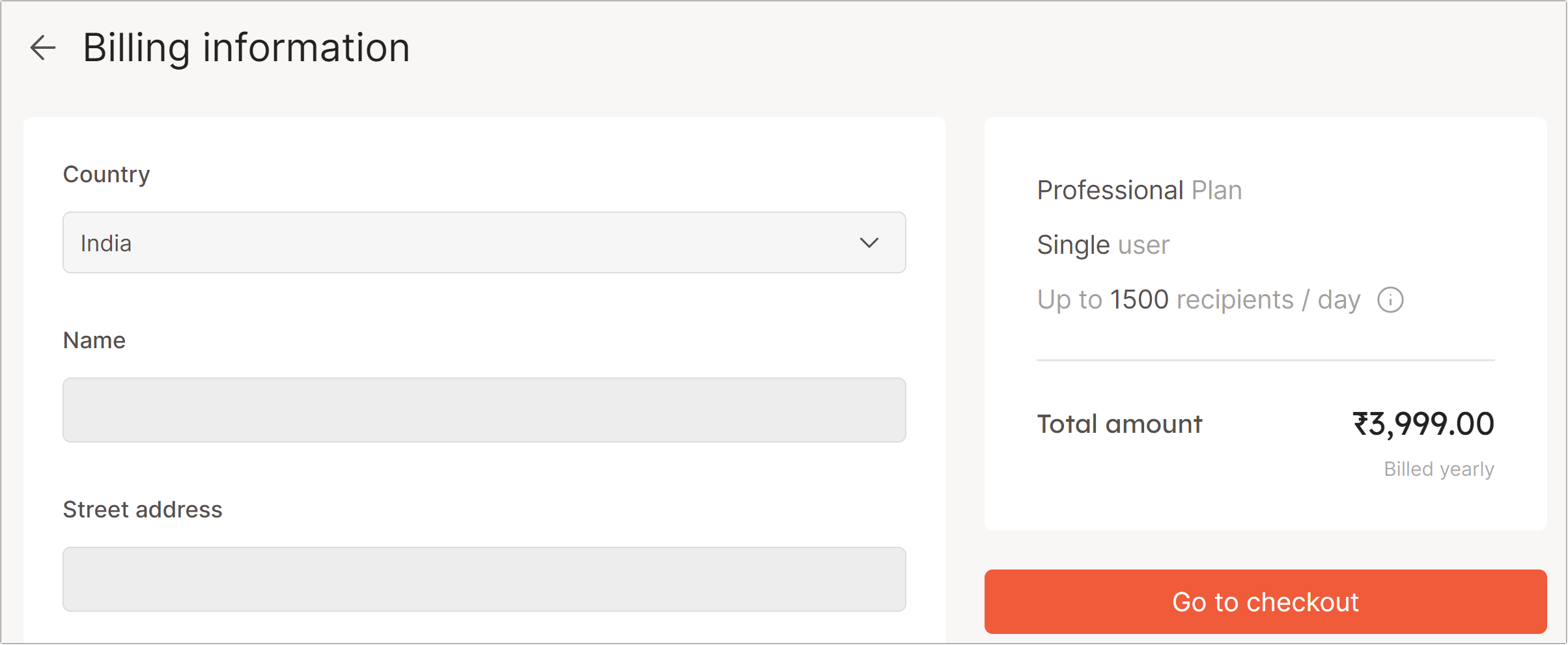 YAMM billing INR