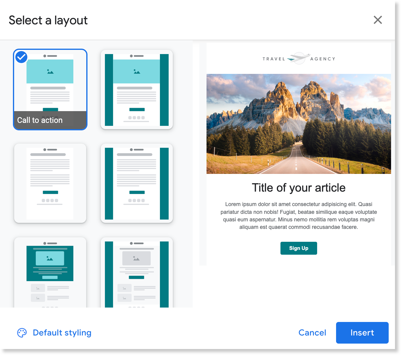 Gmail layout