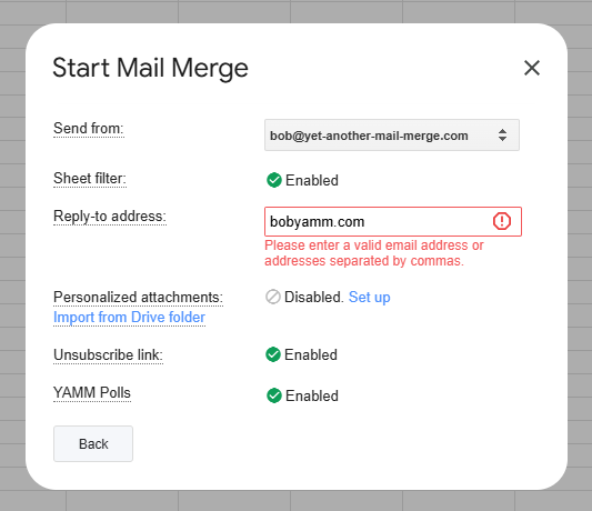 YAMM reply-to check