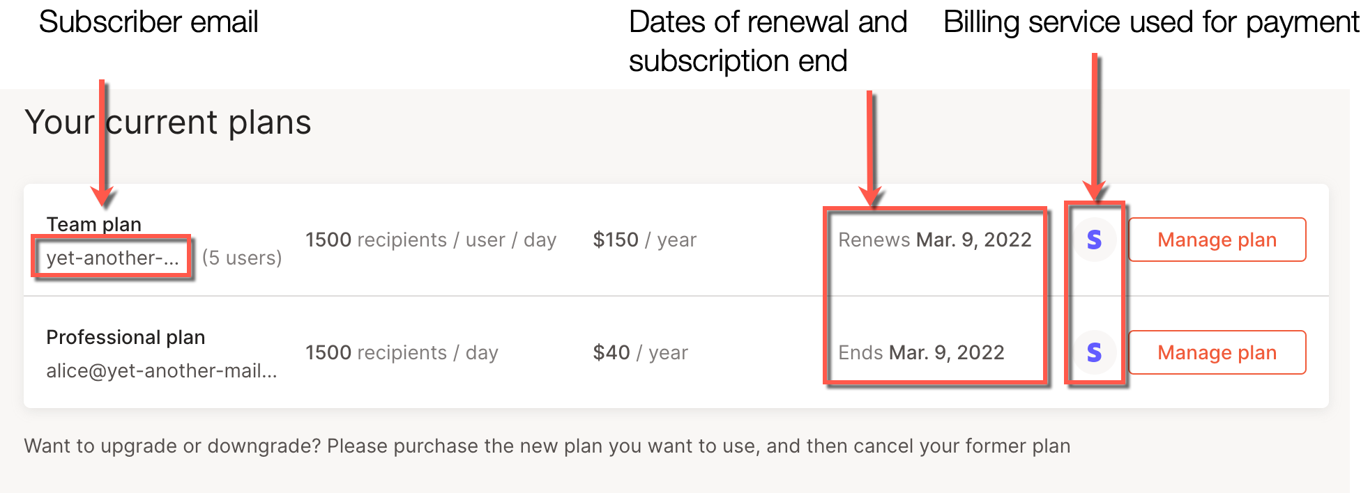 YAMM updated your current plan info