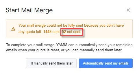 YAMM not sent