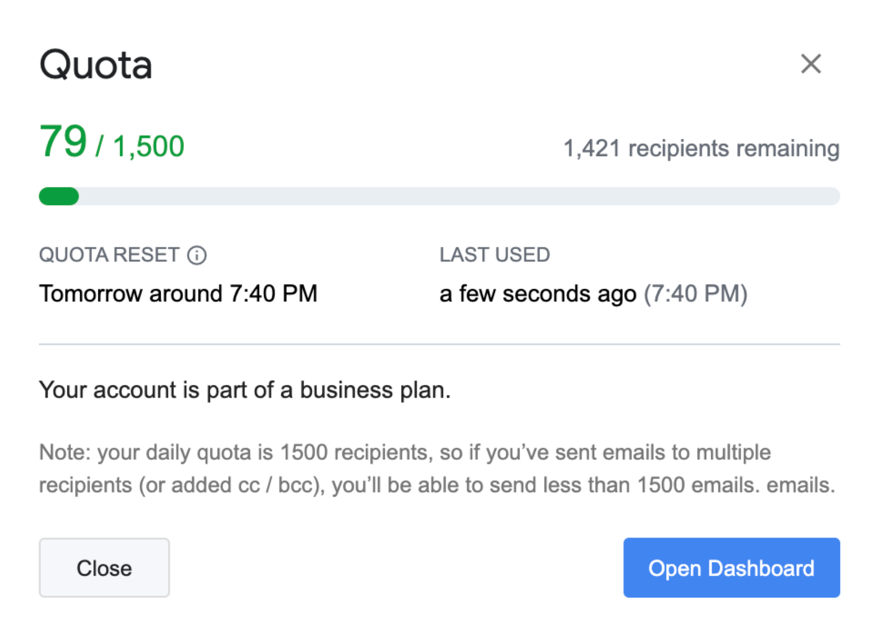 Quota modal redesign
