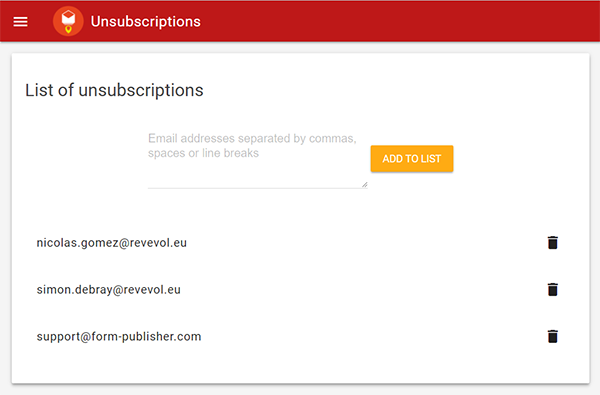 Unsubscription management