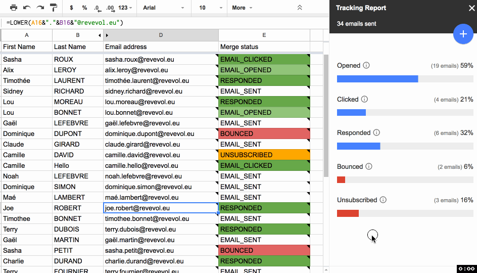 Tracking tool UI