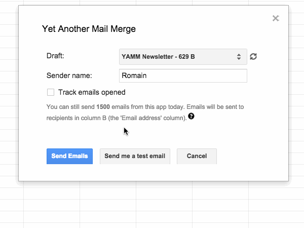 Email sending process