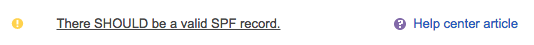 SPF check result stating that there should be a valid SPF record