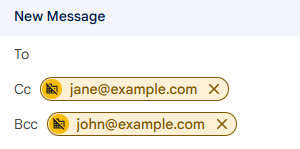 cc and bcc fields in the Gmail draft