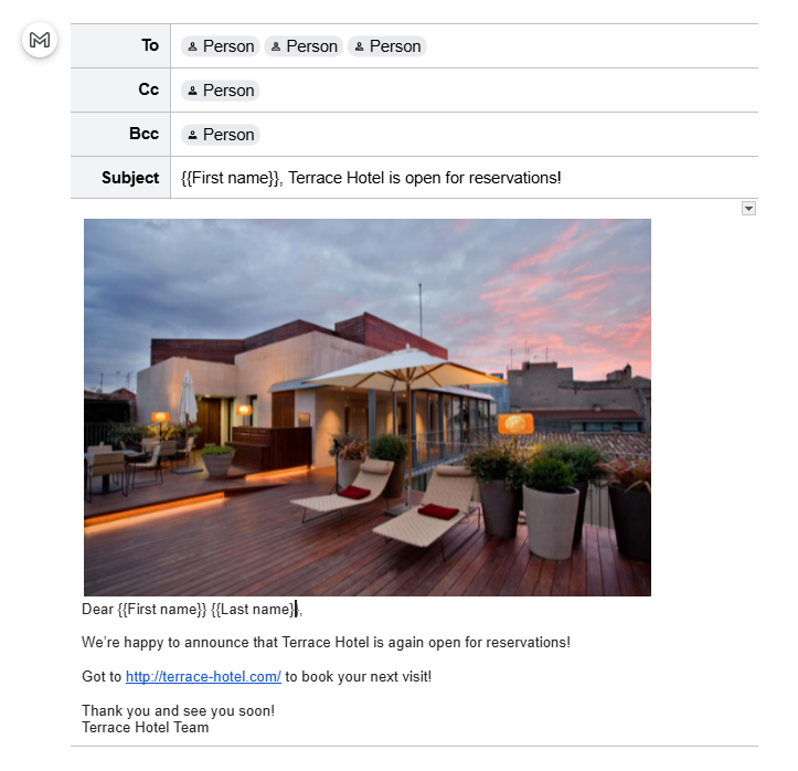 Write the email template in the Email draft block