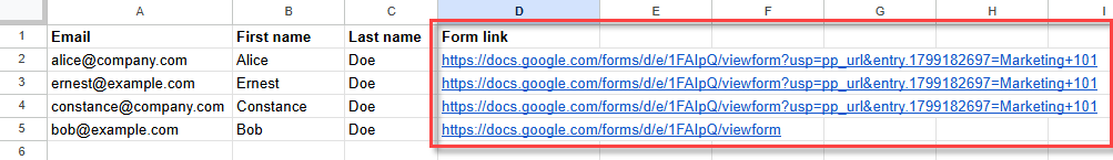 Prefilled form marker inserted in the Gmail draft body