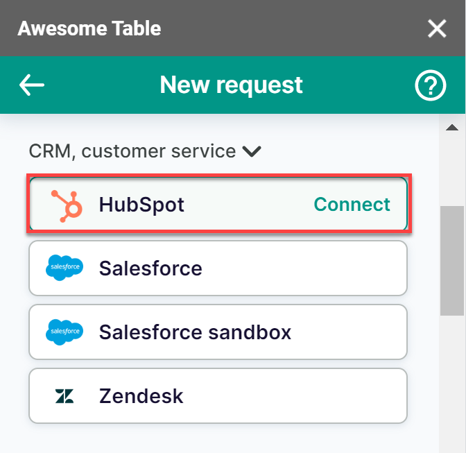 Awesome table connector click HubSpot