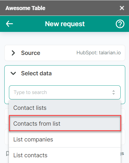 HubSpot contacts from list