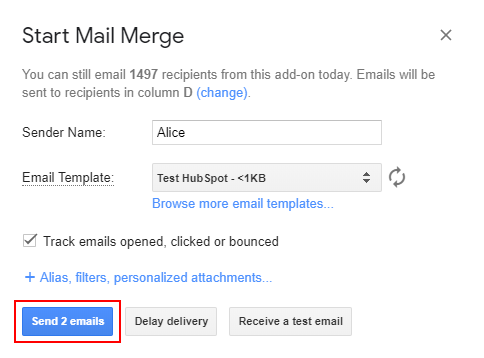 Start Mail Merge in the Yet Another Mail Merge submenu