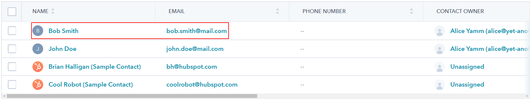 New HubSpot contact profile created for an unmatched recipient