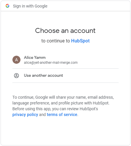Access request accepted when connecting Gmail to HubSpot