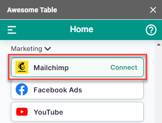 Awesome table connector click Mailchimp