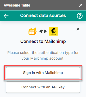 Connect to Mailchimp click sign in to Mailchimp