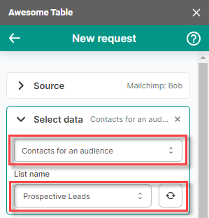 Export Mailchimp select