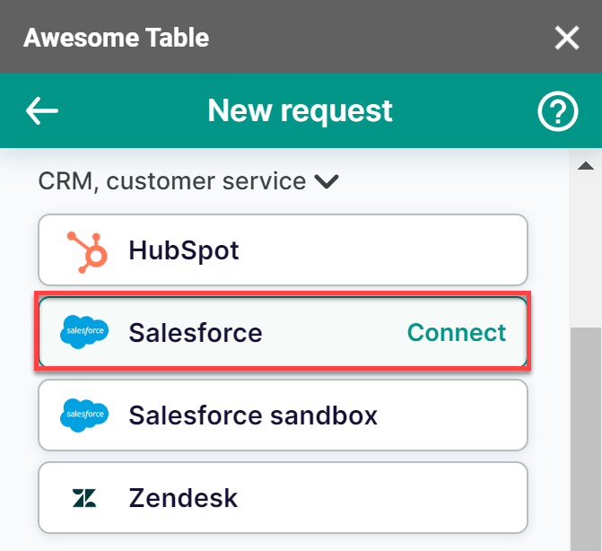 Awesome table connector select Salesforce