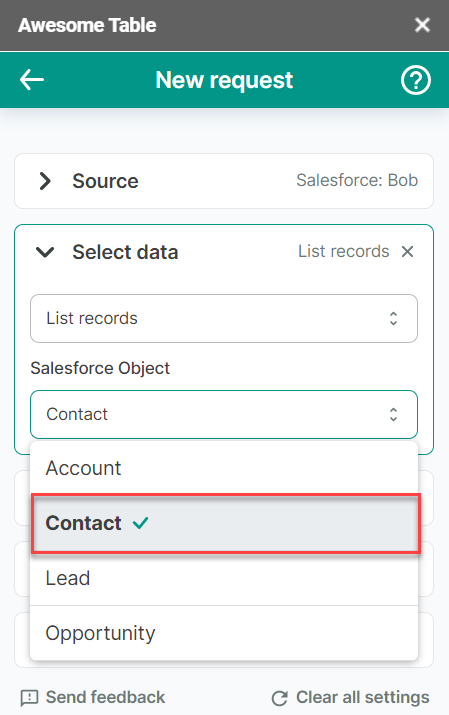 Salesforce select contact
