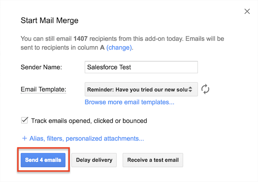 Start Mail Merge in the Yet Another Mail Merge submenu