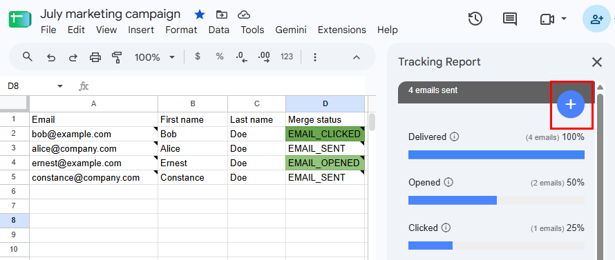 The Follow-up button at the top of the tracking report sidebar