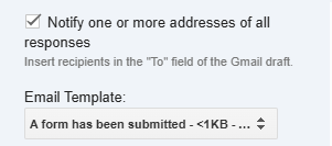 Set Notification rules sidebar with the option to notify one or more addresses of all responses