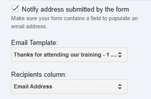 Set Notification rules sidebar with the option to notify the address submitted by the form